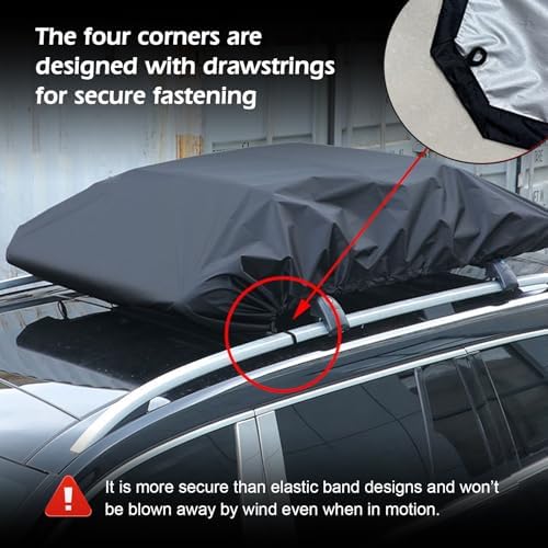 Car Roof Rack Cover, 190cmx145cm Universal Waterproof Sun Protective Silver - Image 6