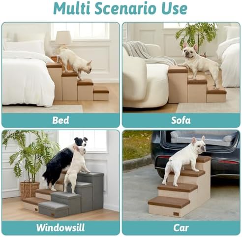 COZY KISS Dog Stairs with Storage, 16.7" H Wider Dog Steps - Image 5