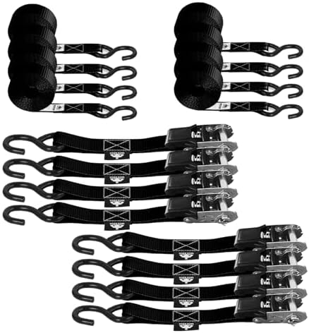 Jack Boss 1500 lbs Break Strength Ratchet Tie Down Straps Set, Fits by JACKBOSS