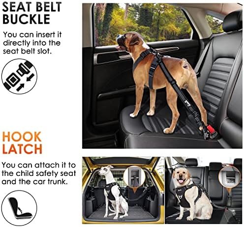 SlowTon Dog Car Seat Belt, 3 in 1 Latch Bar Attachment Dog Safety Seatbelt - Image 3