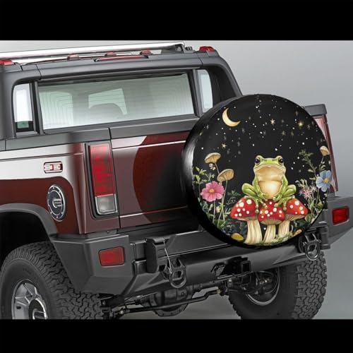 Mushrooms Frog Black Universal Spare Tire Cover, 15 Inch, Cute Waterproof - Image 3