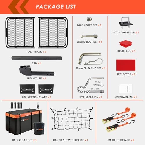 Hitch Mount Cargo Carrier Rack Basket 60"*25"*6"+Waterproof Bag 25 Cu.Ft. - Image 6