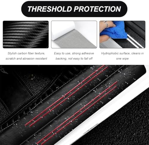 4 PCS Car Door Sill Protector, Waterproof Carbon Fiber Style Car Door Entry - Image 5
