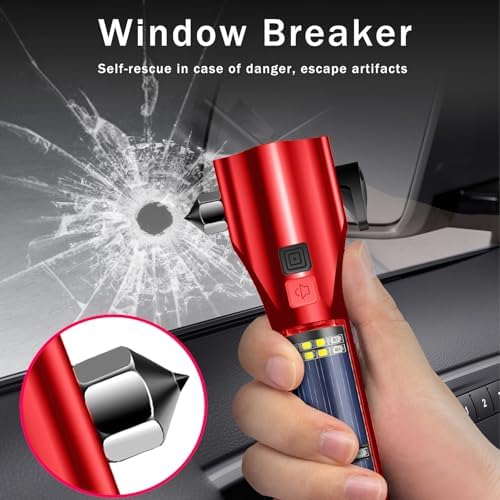Car Glass Breaker Hammer with Flashlight, Bright Solar Torch， RescueAlarm Rescue - Image 3
