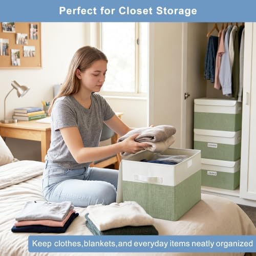 Bagnizer Large 22 Quart Linen Fabric Foldable Storage Bin Cube Organizer Basket - Image 3