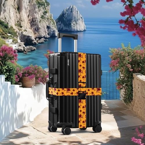 2 Pack Luggage Straps for Suitcases Palm Tree Design for Travel Trips - Image 5