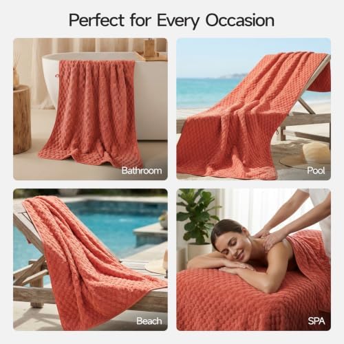 REDKISS Orange Microfiber Bath Towel Large, 31”x 61” Super Absorbent Towels - Image 7