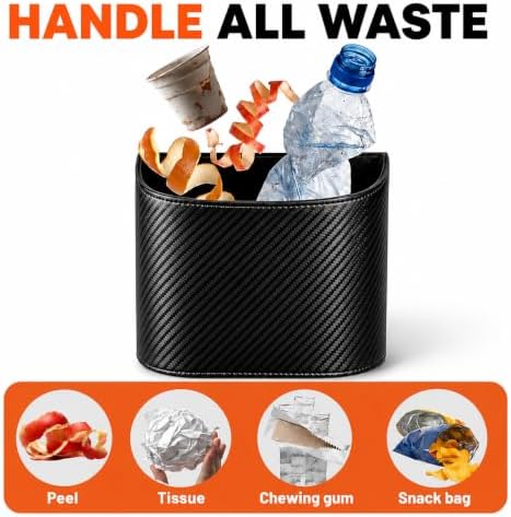 Leather Car Trash Can, Leakproof Car Garbage Can, Secure Hook & 60 Liners - Image 5