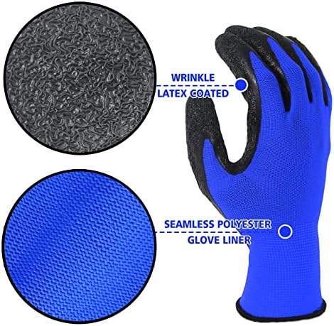 Evridwear Crinkle Latex Rubber Coated Safety Work Gloves - Image 5