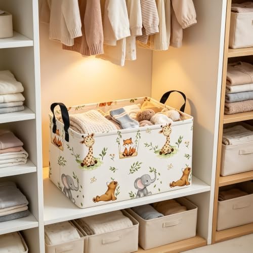 Rectangular Collapsible Jungle Animals Storage Basket Nursery Organizer - Image 4