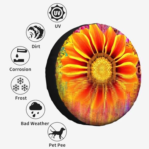 Abstract Sunflower Spare Tire Cover Summer Yellow Sunflower Polyester Universal - Image 4