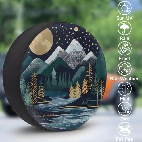 Rv Spare Tire Cover Wheel Mountain Tree Forest Tire Covers Wheel Protectors - Image 3