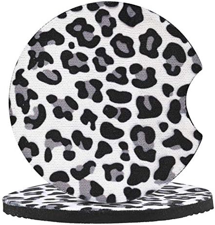 4 Pack Snow Leopard Print Car Coasters, 2.75inch Neoprene Cup Pad Mat - Image 3