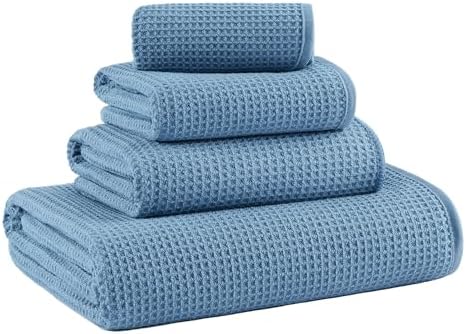 MICROFI Waffle Weave Bath Towel Set, Microfiber, 4 Pieces, Quick Dry, by Unknown