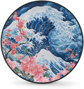 Spare Tire Cover for RV Trailer, Japanese Big Waves Cherry Blossoms Waterproof by cfpolar