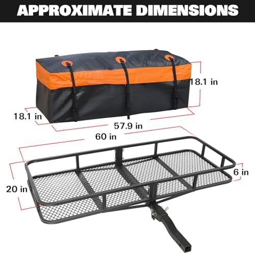 WEIZE Folding Hitch Mount Cargo Carrier Basket 60" x 20" x 6" - Image 3