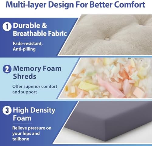 IASEAHK Memory Foam Dining Chair Cushions, 16.5"x16.5"x3.5" - Image 6
