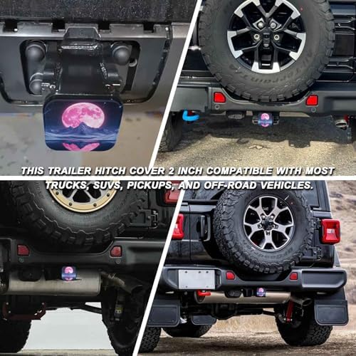 2 Inch Pink Moon Snowy Mountain Trailer Hitch Cover Rubber Receiver Tube Plug - Image 5