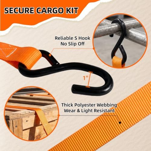 8 Pack Ratchet Strap 1 inch 15 Ft - - Image 4