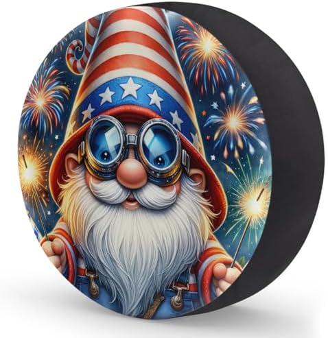 Rv Spare Tire Cover Wheel American Flag Gnomes Tire Covers Wheel Protectors - Image 2