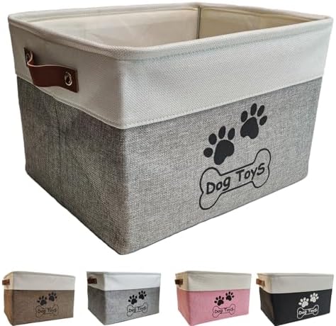Dog Toy Basket Collapsible Dog Toy Box Foldable Dog Toy Bin by CpakOwlgoo