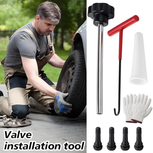 7PCS Tire Valve Stem Tool Kit Replacement Installation Set Black - Image 6