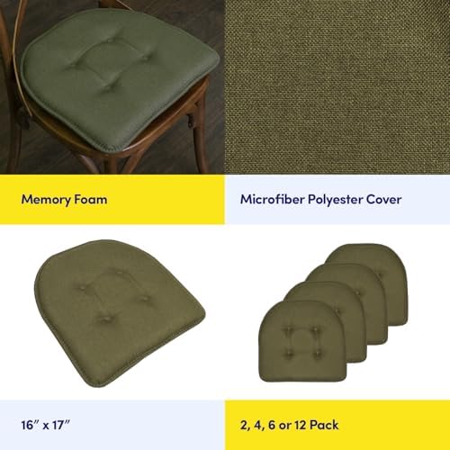 Sweet Home Collection Chair Cushion Memory Foam Pads Tufted Slip Non Skid - Image 6