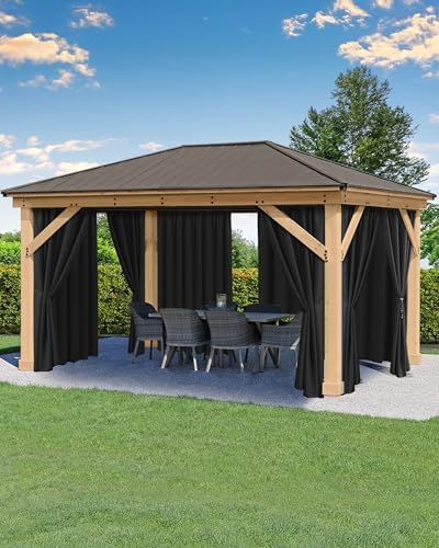 Outdoor Curtains for Patio Waterproof Rod Pocket 6 Pcs 54x84 Inch Black by HolidayIdeas