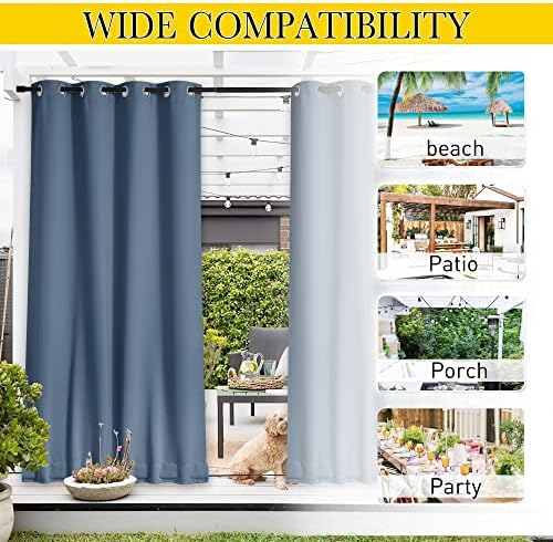 NICETOWN Outdoor Curtains Waterproof Fixed Bottom W52xL95 Stone Blue - Image 5