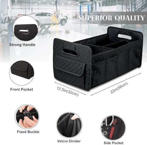 JiatuA Car Trunk Organizer for SUV, Collapsible Car Storage Organizer Black - Image 2