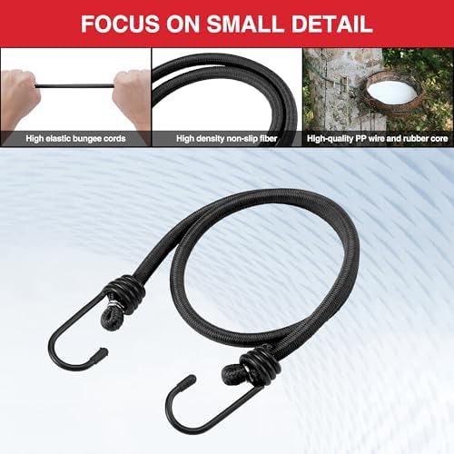 WORKPRO 24" Bungee Cords with Hooks, 4 Pack Heavy Duty Outdoor Bungee Strap - Image 3