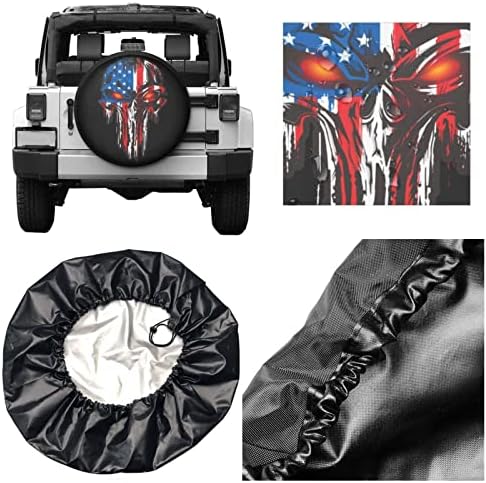 American Flag Skull Patriotic Spare Tire Cover, Universal Wheel Tire Cover - Image 5