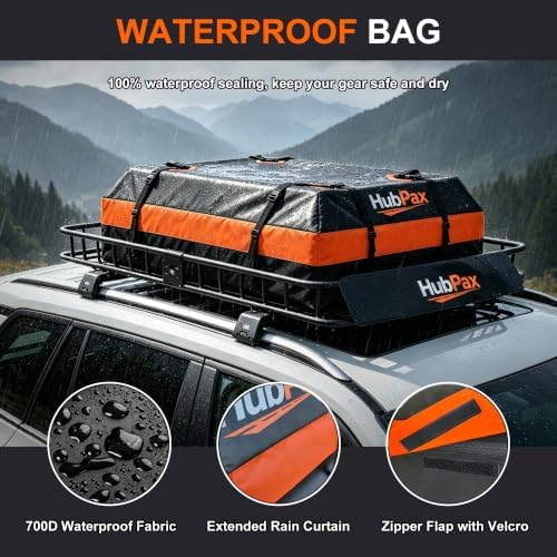 Roof Mount Cargo Carrier Basket & 15 Cu Ft. Waterproof Cargo Bag - Image 7