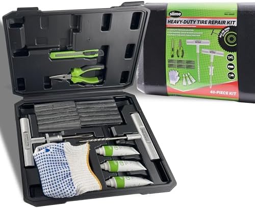 Slime 20503 Flat Tire Repair Reamer Plugger Kit, Heavy Duty, Complete 40 Piece by Slime