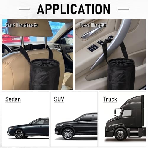 Car Trash Bag, Reusable & Washable, Easy Hanging Car Garbage Bag - Image 7