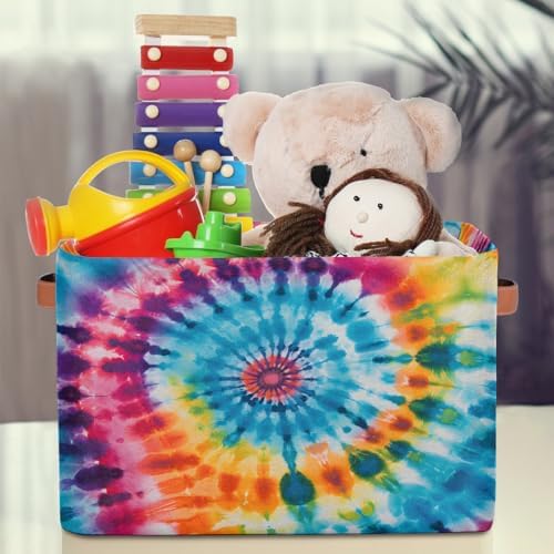 AUUXVA Storage Basket Abstract Swirl Tie Dye Pattern Storage Cube Box Durable - Image 3