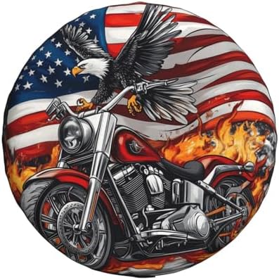 Spare Tire Cover for RV Camper, American Flag Eagle Motorcycle Tire Cover by Unknown