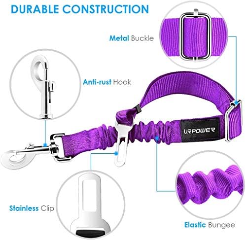URPOWER 2 Pack Dog Seat Belt, Retractable Dog Car Harness Adjustable Pet Safety - Image 2