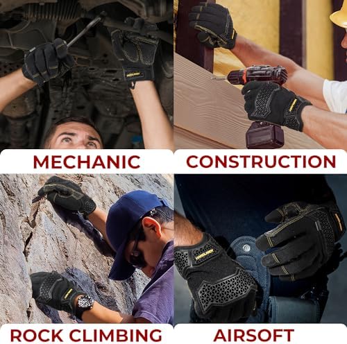 HANDLANDY Work Gloves for Men & Women, Utility Mechanic Working Gloves Touch - Image 6