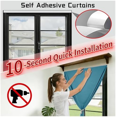 100% Blackout Magic Tape Stick On Curtains Window Shades Pull Down Blackout - Image 3
