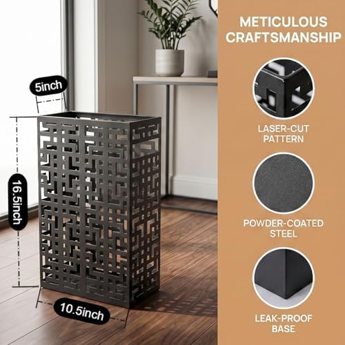 BEWBBAT Umbrella Stand Rack for Entryway, Hollow Metal Holder, FreeStanding - Image 2