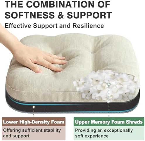 Shinnwa Kitchen Chair Cushions Set of 6, Dual-Layer Memory Foam Dining Chair - Image 3