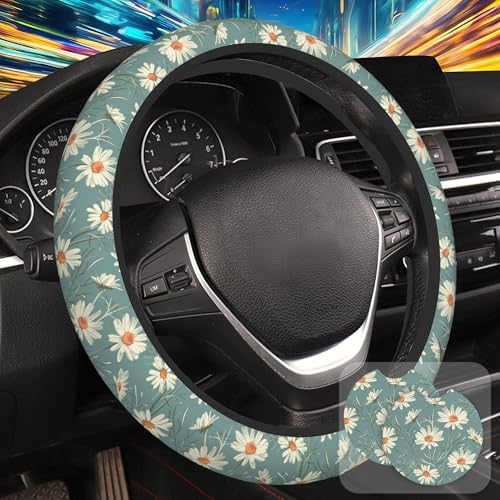 White Daisy Steering Wheel Cover by Unknown
