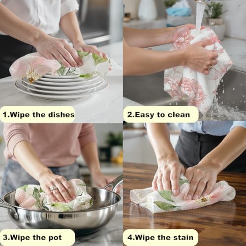 2 Pcs Floral Rose Patterns Kitchen Towels Dish Towel - Image 5