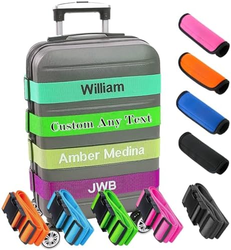 Personalized Luggage Straps, Custom Adjustable Suitcase Belt Embroidered by Unknown