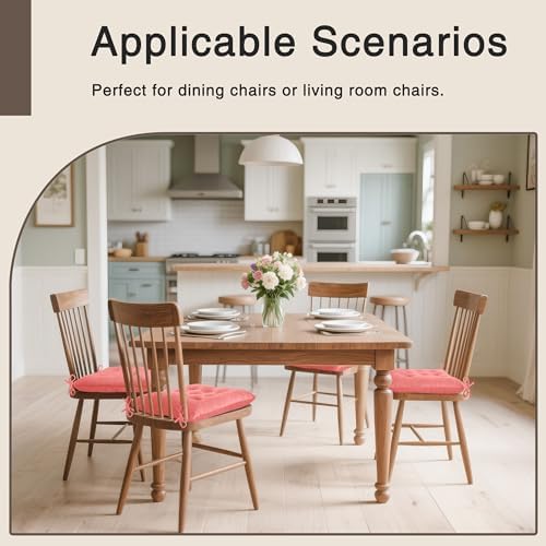 OVOV 4 Pack Chair Cushions for Dining Chairs 15.5"x15.5" Pink - Image 5