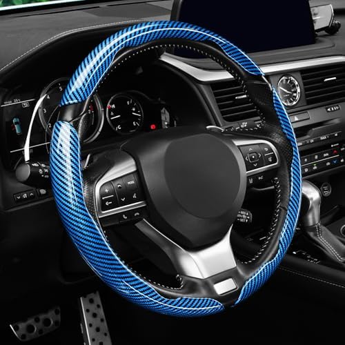 Amiss 3pcs Carbon Fiber Anti-Skid Steering Wheel Cover, Waterproof Design by Amiss