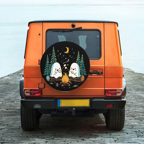 Ghost Roasting Marshmallows Spare Tire Cover Waterproof Wheel Cover 14 Inch - Image 2