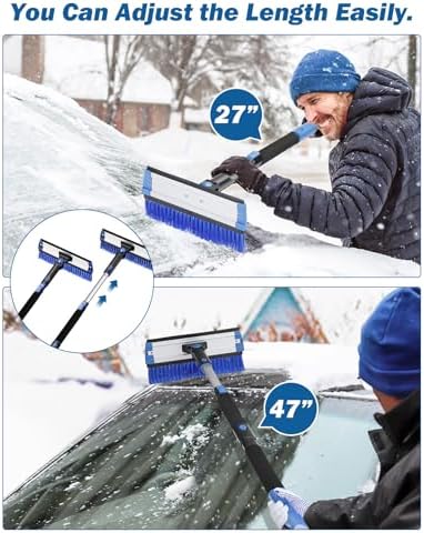 JOYTUTUS 47” Car Snow Brush, 4 in 1 Extendable Auto Car Snow Removal Broom Brush - Image 3