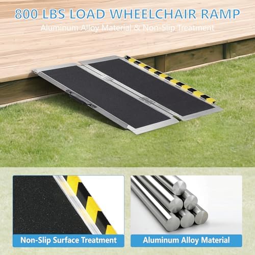 3FT Portable Wheelchair Ramp, Non-Slip Aluminum Folding Handicap Ramp, 800 LBS - Image 5